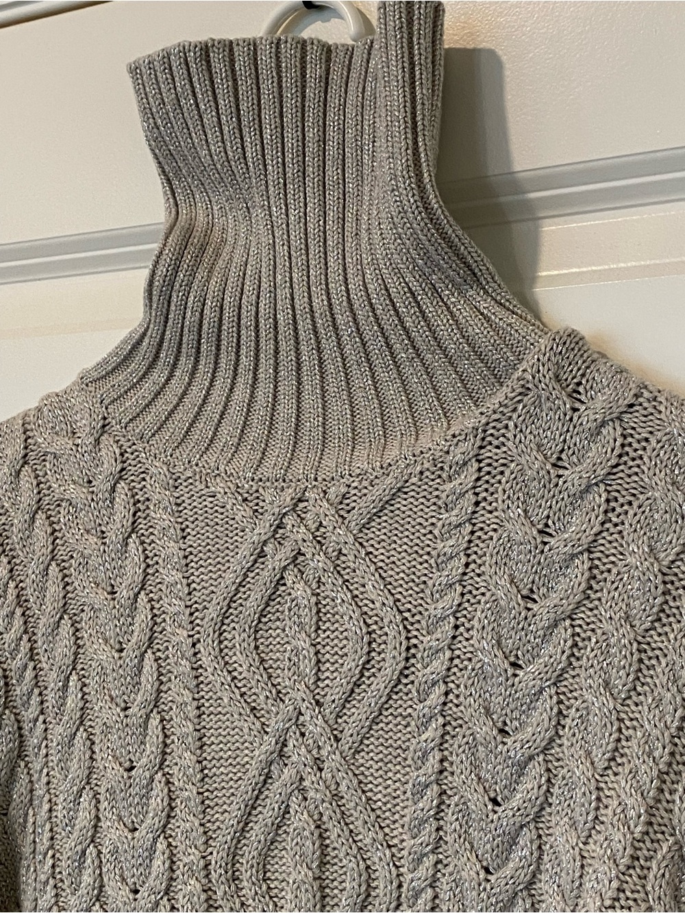 NWT Ralph Lauren Metallic Cable Knit Turtleneck Sweater L - Picture 6 of 9